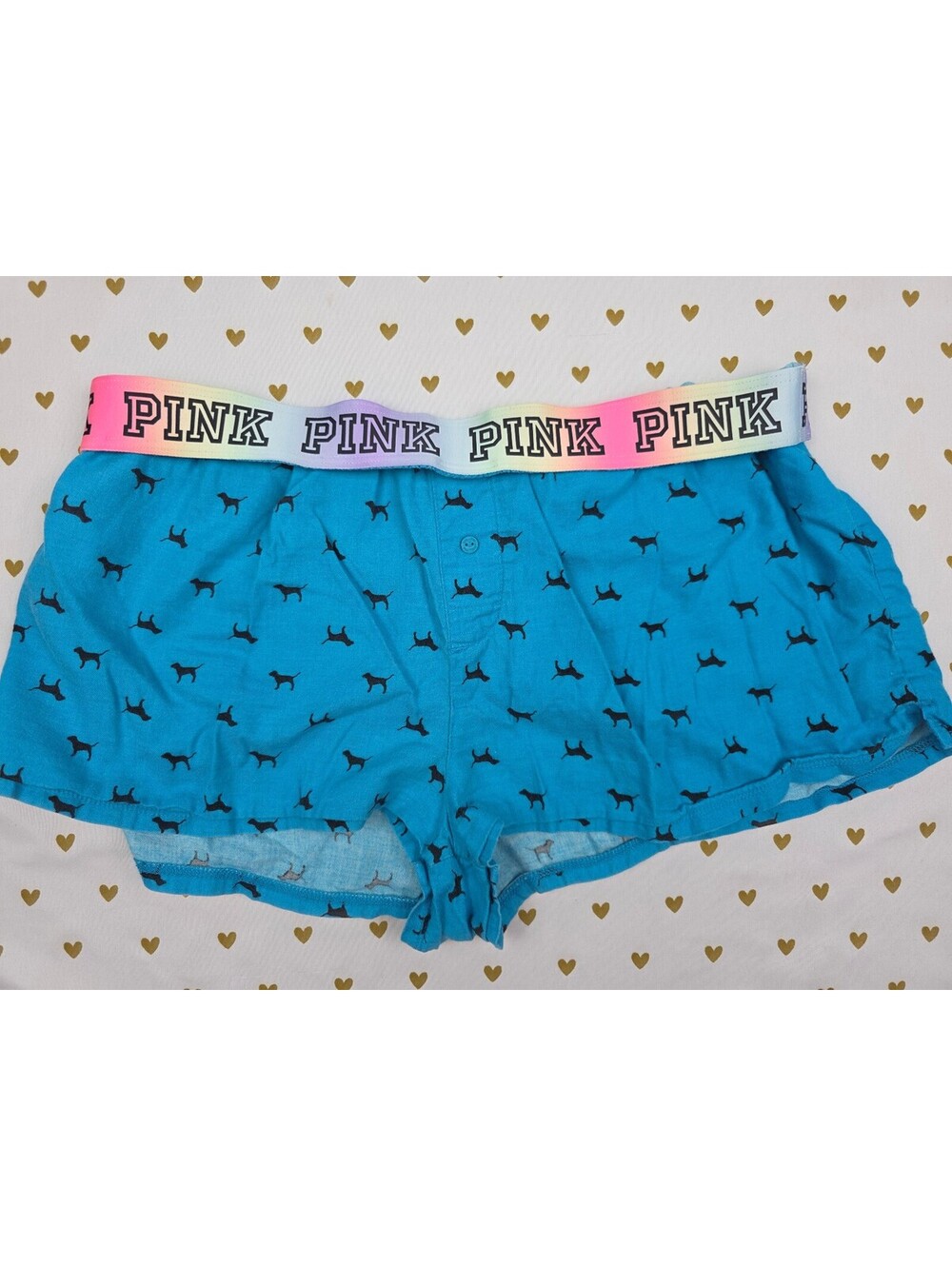 Victorias Secret PINK rainbow DOGS Medium Sleep Shorts Boxers Pajama Bottoms